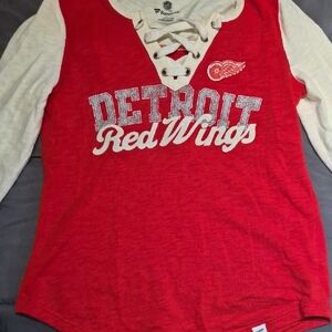 Womens Detroit Red WINFanatics Cream NHL Lace-Up Top